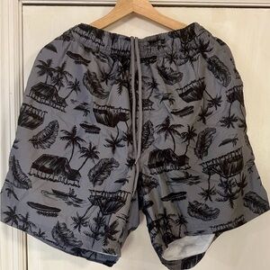 OP Island Print Black and Gray Board Shorts